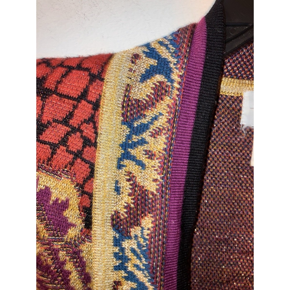 Vintage 80's Georgiou Cardigan Sweater Wool Blend Metallic Thread Sz L Unique - Picture 3 of 8